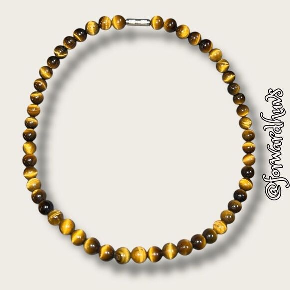 Tiger's Eye Beaded Necklace with Barrel Clasp – 16 Inches - Picture 6 of 8